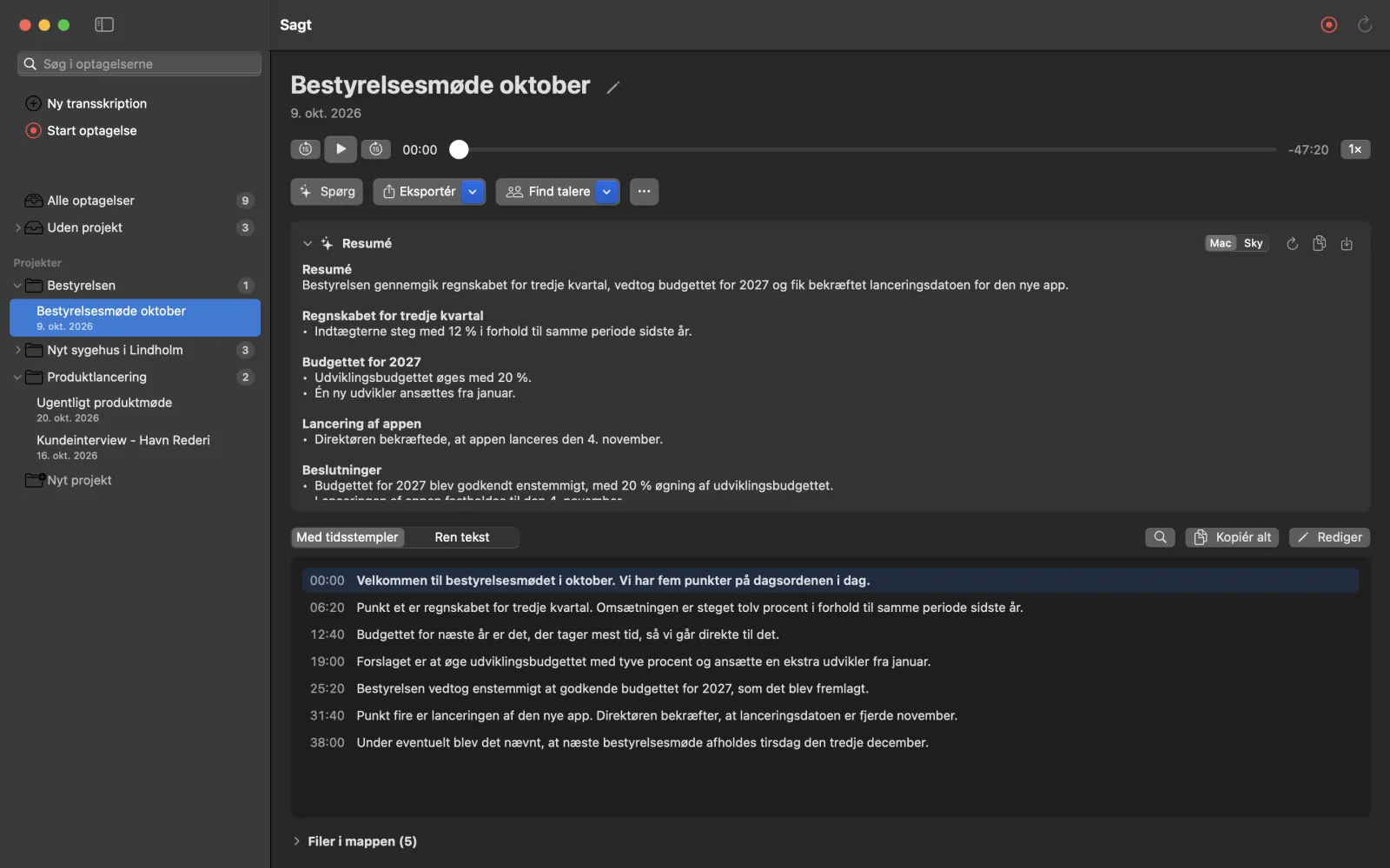 Resumé af et bestyrelsesmøde med beslutninger og handlingspunkter